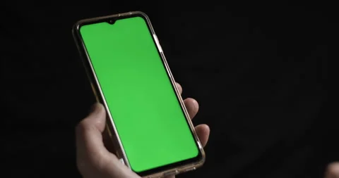 Smartphone with green screens, fingers gestures Stock Footage 279191553