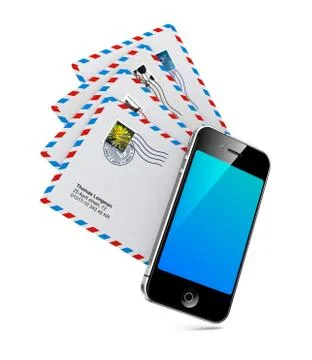Smartphone with group of mails. Stock Illustration