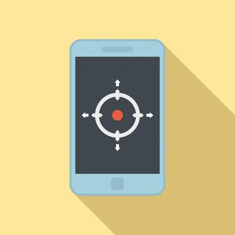Smartphone gyroscope icon flat vector. Phone accelerometer Stock Illustration