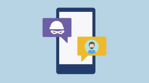 Smartphone with hacker cyber security 2d Animation with Alpha Matte Stock Footage 335608055