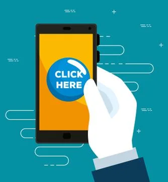 Smartphone in the hand and touch mouse cursor 스톡 일러스트