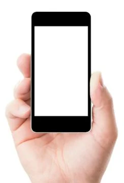 Smartphone in hand with blank screen Stock Photos
