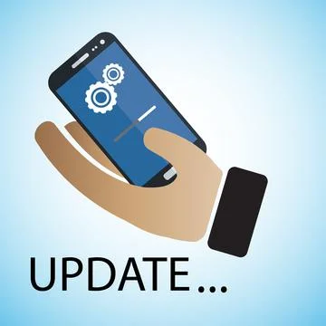 Smartphone in hand data update or synchronize. Stock Illustration