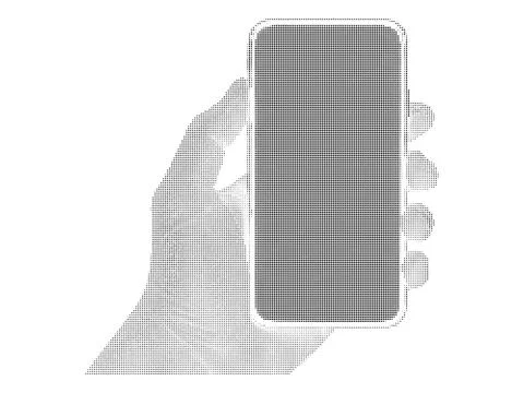 Smartphone in hand digital device interaction with halftone dot artistic pa.. Stock Illustration