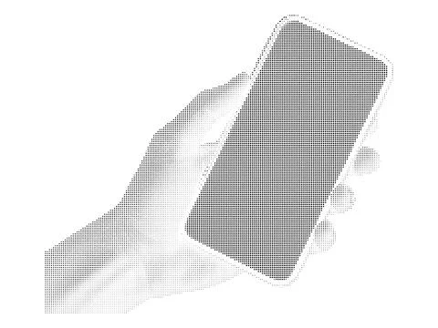 Smartphone in hand dot work. black dots texture on white background. vector.. Stock Illustration