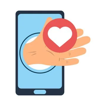 Smartphone hand with heart Stock Illustration
