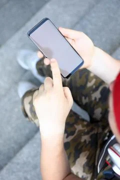 Smartphone hand hold electronic wireless Stock Photos