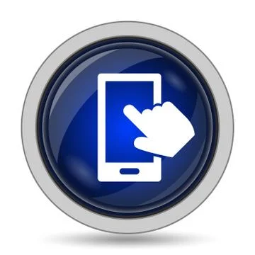 Smartphone with hand icon. Internet button on white background.. Stock Illustration