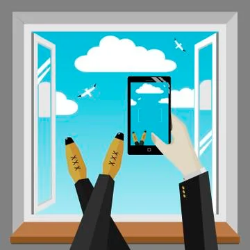 Smartphone in hand Stock Illustration