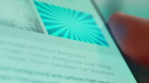 Smartphone in hand, I'm looking for information on the internet about cartoon Video stock 230948286