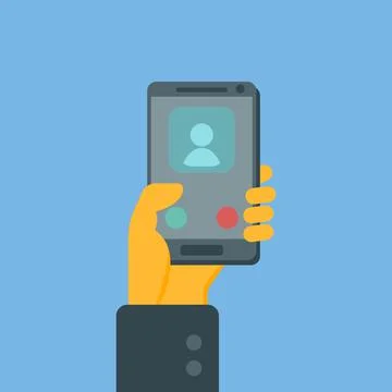 Smartphone in hand. Incoming call. Stock Illustration