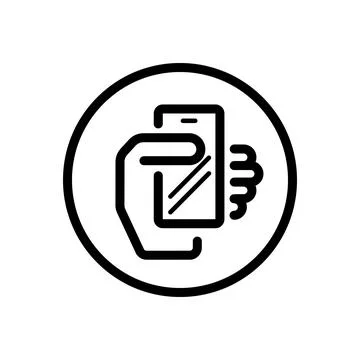 Smartphone in a hand. Mobile payment technology. Commerce outline icon in a c Stock Illustration