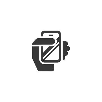 Smartphone in a hand. Mobile payment technology. Isolated icon. Commerce glyp Stock Illustration