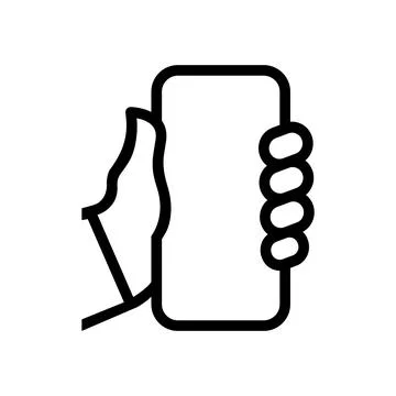 Smartphone In Hand Outline Icon Vector Stock Illustration