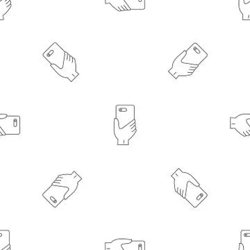 Smartphone hand pattern seamless vector Stock Illustration