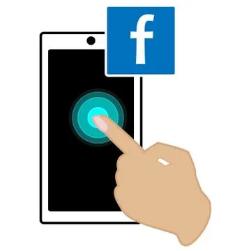 Smartphone with hand pointing on display. Stock Illustration