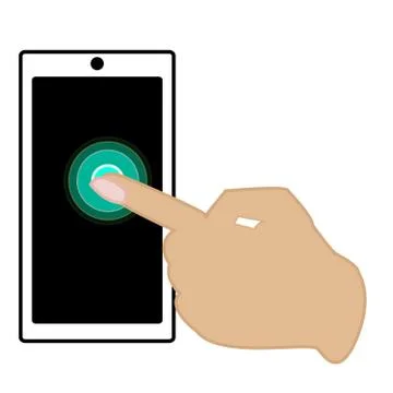Smartphone with hand pointing on display. Stock Illustration