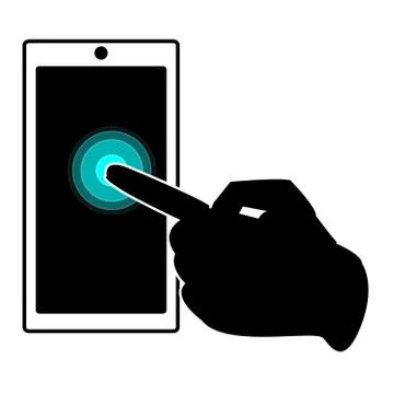 Smartphone with hand pointing on display. Stock Illustration