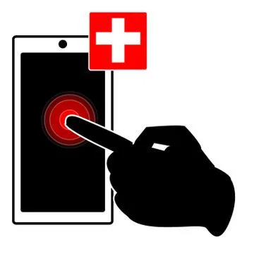 Smartphone with hand pointing on display. Stock Illustration