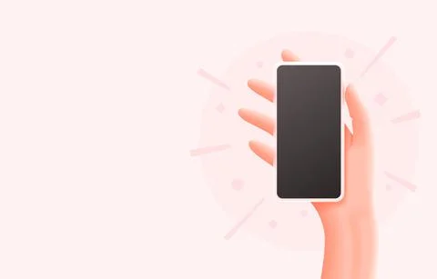 Smartphone in hand, touch screen, web banner. Vector Stock Illustration