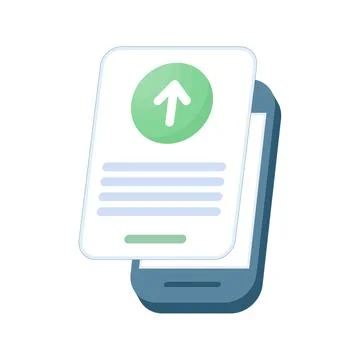 Smartphone in hand uploading files to cloud storage Stock Illustration