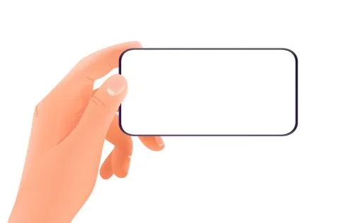 Smartphone in hands vector mockup isolated on white background. Vectical orie Stock-Illustration