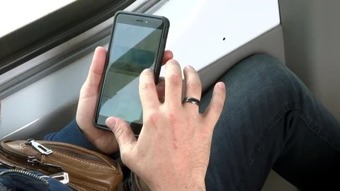 Smartphone in the hands of white man Stock Footage 91768808