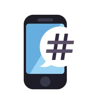 Smartphone with hashtag notification bubble icon Stock Illustration