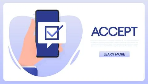 Smartphone having approved tick notification, successful operation check mark Stock Illustration