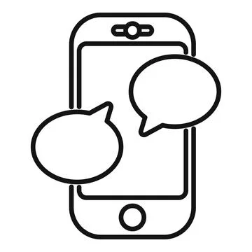 Smartphone having a conversation with two speech bubbles appearing on screen Stock Illustration