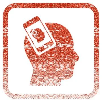 Smartphone Head Plugin Recursion Framed Textured Icon Stock Illustration