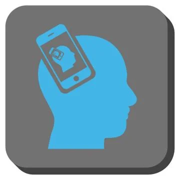Smartphone Head Plugin Recursion Rounded Square Button Stock Illustration