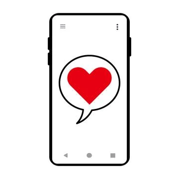 Smartphone with Heart Chat Bubble Vector Illustration Stock Illustration