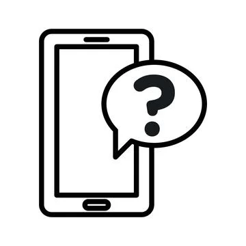 Smartphone Help and Support linear logo mark in black and white Stock Illustration