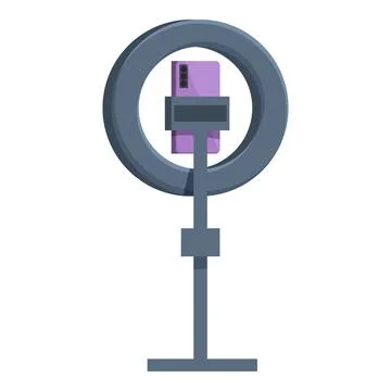 Smartphone holding on tripod with ring light for recording video content Stock Illustration