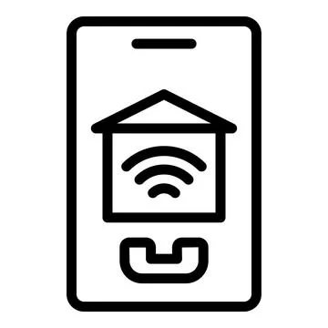 Smartphone home icon outline vector. Video work Illustrazione stock