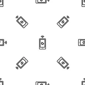 Smartphone house control pattern seamless vector 스톡 일러스트