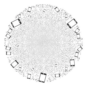 Smartphone Icon Collage Exploding Round Cluster Illustrazione stock