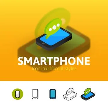 Smartphone icon in different style Stock Illustration