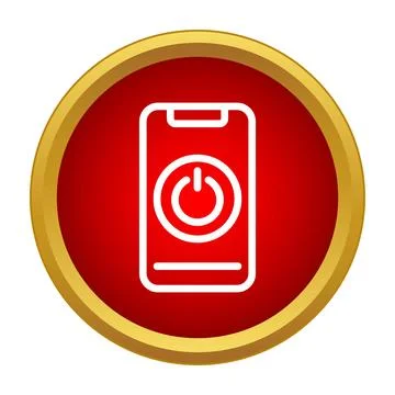 Smartphone icon displaying power button with red circle イラスト素材