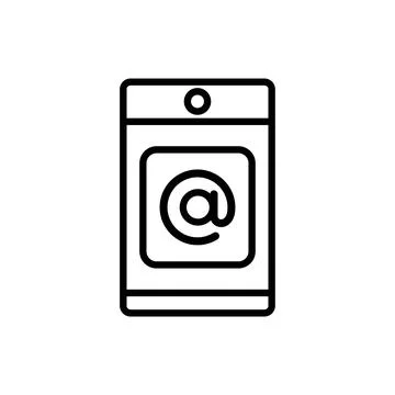 Smartphone icon. E-mail address. Contour symbol. Vector isolated outline draw Stock Illustration