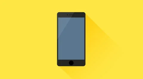 Smartphone icon in Flat Design on Yellow Background. Ilustración de archivo