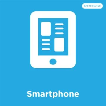 Smartphone icon isolated on blue background Free Stock Illustration