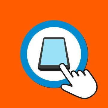 Smartphone icon. Mobile technology concept. Hand Mouse Cursor Clicks the Butt Stock Illustration