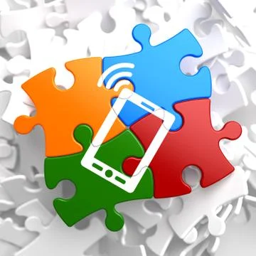 Smartphone Icon on Multicolor Puzzle. Stock Illustration