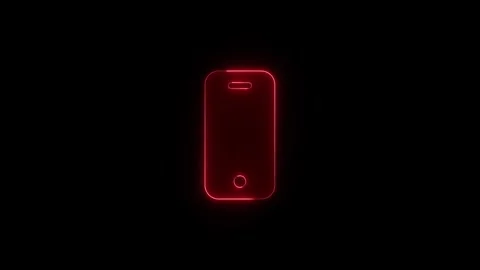Smartphone icon neon red glow animation on black background representing mo.. Stock Footage 345549854