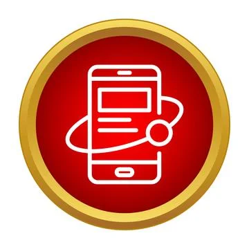Smartphone icon with orbiting notification symbol Stock Illustration