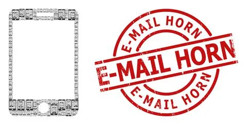 Smartphone Icon Recursive Mosaic and Textured E-Mail Horn Seal Stock Illustration