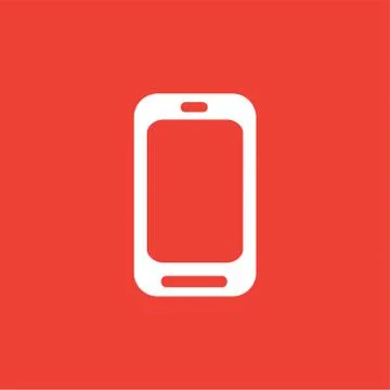 Smartphone Icon On Red Background. Red Flat Style Vector Illustration Stock Illustration