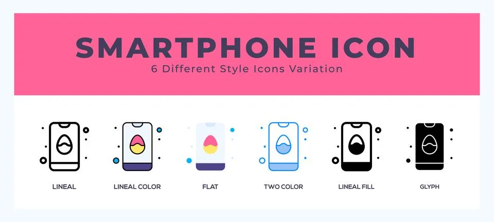 Smartphone icon set with different styles. Design elements for logo. Vector.. Stock Illustration